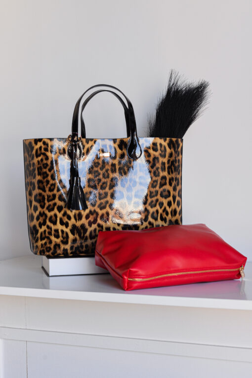 Shopper charol leopardo