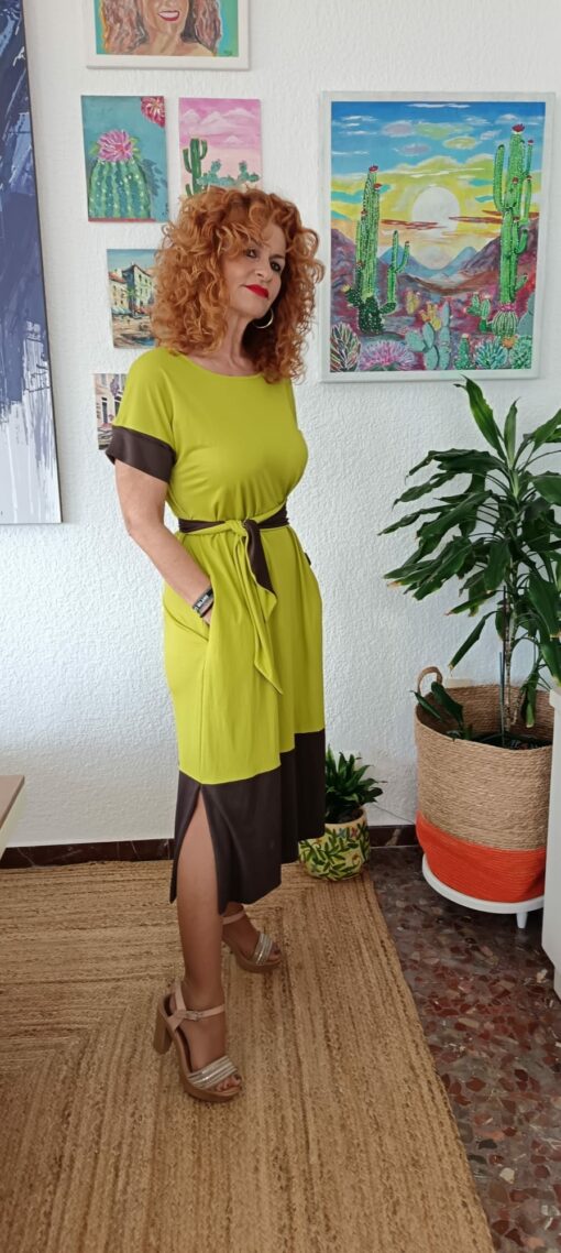 Vestido bicolor pistacho - Imagen 4